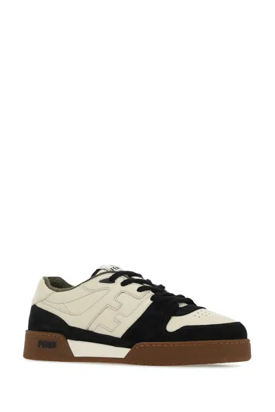 Fendi Match Leather And Suede Sneakers In Multi