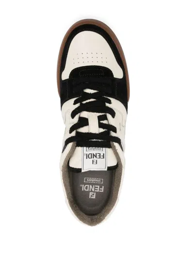 Fendi Match Leather And Suede Sneakers In Multi