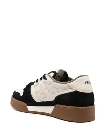 Fendi Black Leather Sneaker In White