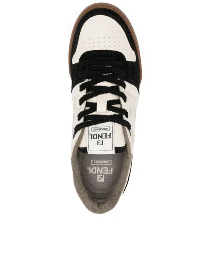 Fendi Black Leather Sneaker In White