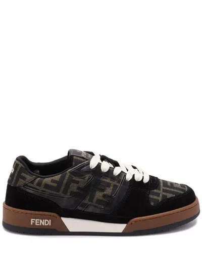 Fendi Match Ff Jacquard Low-top Sneakers In Brown