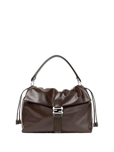 Fendi Structured Shoulder Bag Featuring Adjustable Strap In Brown