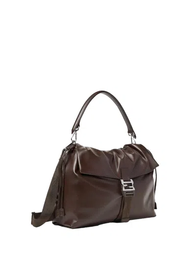 Fendi Structured Shoulder Bag Featuring Adjustable Strap In Brown