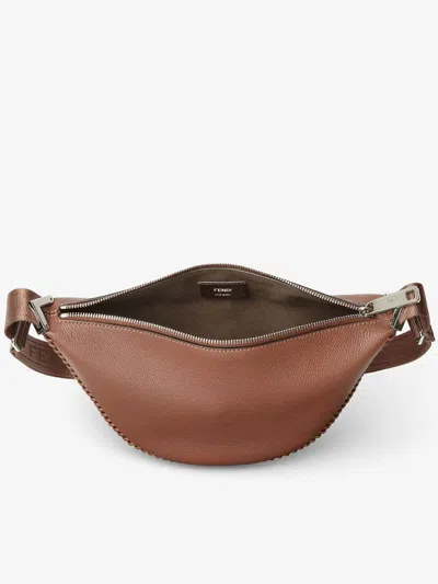 Fendi Brown Leather Crossbody Bag In Brown