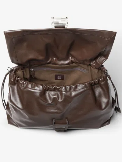 Fendi Structured Shoulder Bag Featuring Adjustable Strap In Brown