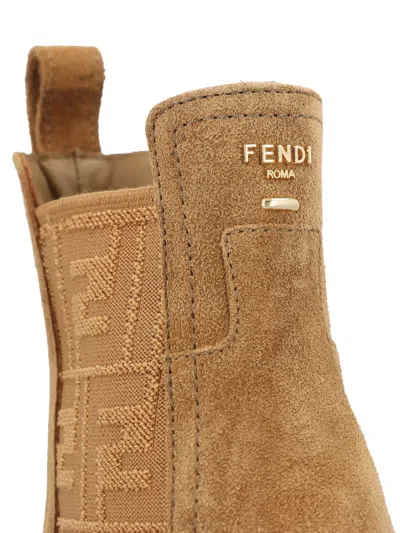 Fendi Metallic Leather Boot In Nude