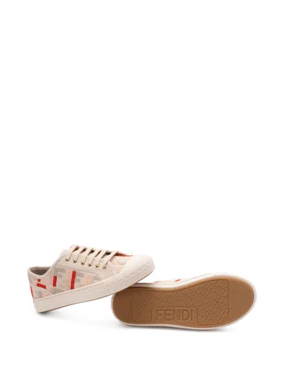 Fendi Domino Canvas Sneakers In Neutral