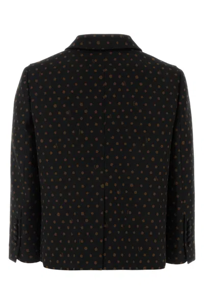Fendi Stretch Wool Blazer Polka Dot Design In Brown