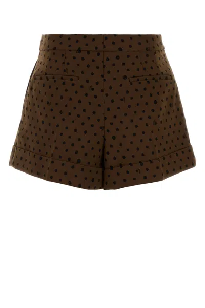 Fendi Printed Stretch Wool Blend Shorts In Brown