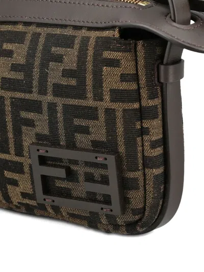 Fendi Mini Jacquard Ff Rectangular Shoulder Bag In Brown
