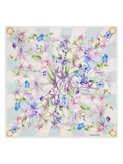 Ferragamo Gaia Scarf Floral Pattern Lightweight Square In Multi