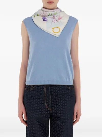 Ferragamo Gaia Scarf Floral Pattern Lightweight Square In Multi