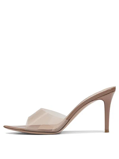 Gianvito Rossi Elle 85 Mm Pointed Toe Transparent Strap Mules In Neutral