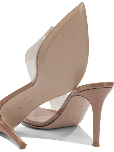 Gianvito Rossi Elle 85 Mm Pointed Toe Transparent Strap Mules In Neutral