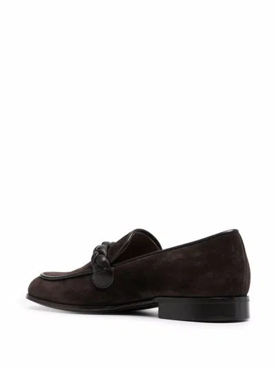 Gianvito Rossi Belem Leather-trimmed Suede Loafers In Brown