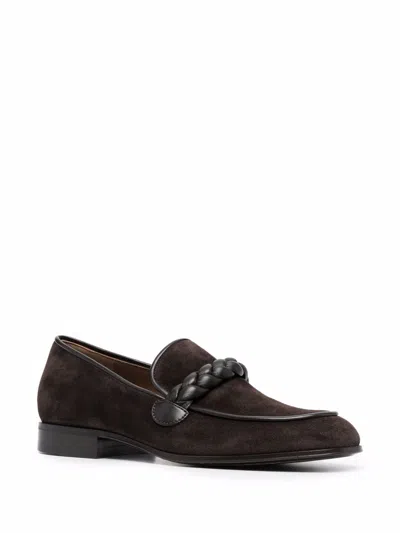 Gianvito Rossi Belem Leather-trimmed Suede Loafers In Brown