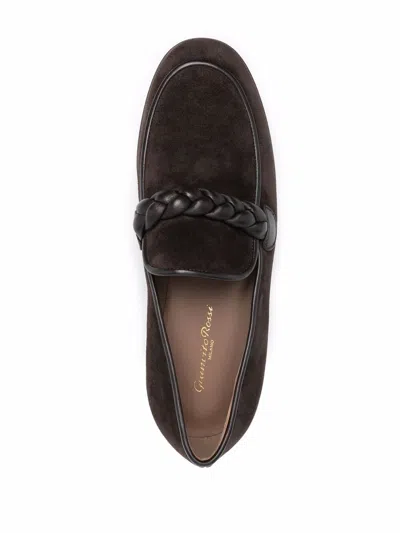 Gianvito Rossi Belem Leather-trimmed Suede Loafers In Brown