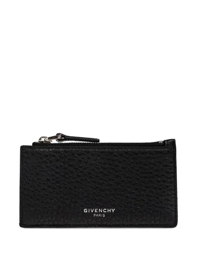 Givenchy Grain Leather Card Holder With Zip In Black