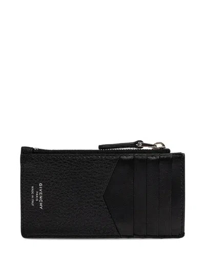 Givenchy Grain Leather Card Holder With Zip In Black