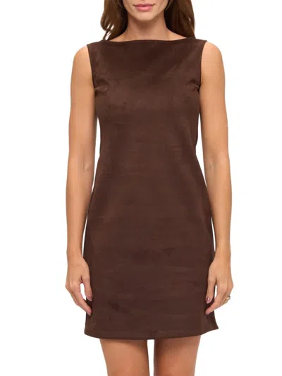 Renee C Women's Faux Suede Sleeveless Minidress In Brown