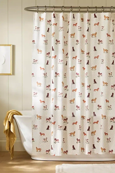 Anthropologie The Printed Cotton Slub Shower Curtain Collection In Neutral