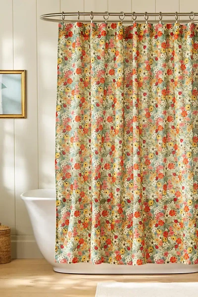 Anthropologie The Printed Cotton Slub Shower Curtain Collection In Multi