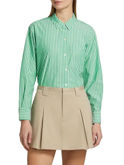 Rails Women's Stina Striped Cotton Poplin Button-front Shirt In Green