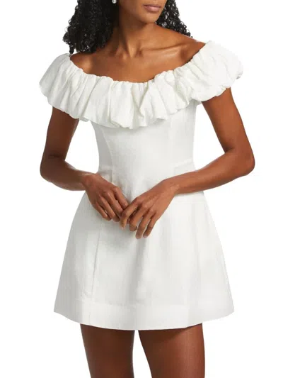 Nicholas The Label Women's Uma Puff Off-the-shoulder Linen-blend A-line Minidress In White