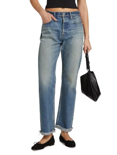 Moussy Vintage Women's Eniswood Washed-denim Wide-leg Jeans In Blue