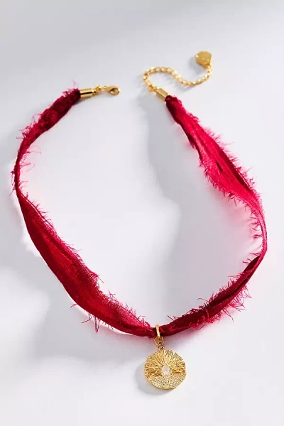 Cloverpost Silk Pendant Necklace In Red