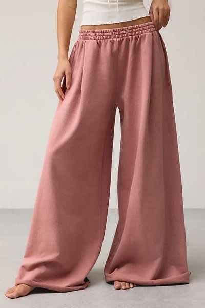 Out From Under Lived In Extreme Wide Leg Sweatpant In Coral, Women's At Urban Outfitters In Orange