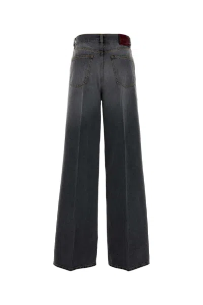 Gucci High Waist Denim Wide Leg Jeans In Gray