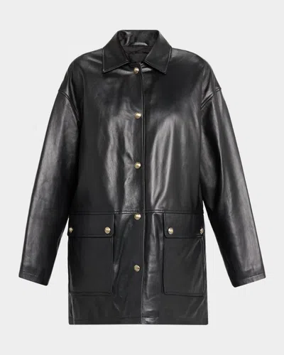 Nili Lotan Cordel Lambskin Leather Coat In Black