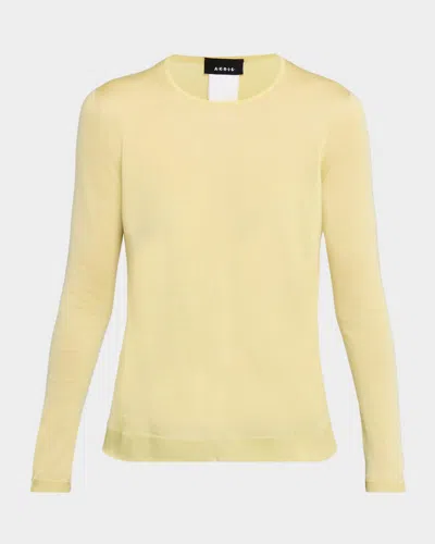 Akris Cashmere-silk Crewneck Sweater In Yellow