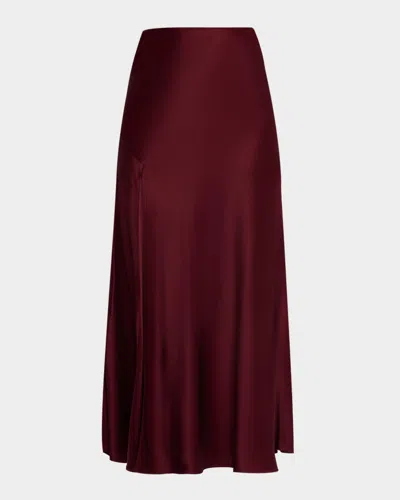Lapointe Satin Bias Midi Skirt In Red