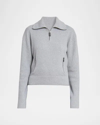 Victoria Beckham Cashmere Knit Quarter-zip Sweater In Pink