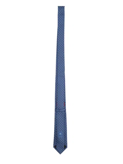 Gucci Gg Silk Jacquard Tie In Blue
