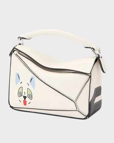Loewe X Louis Wain Puzzle Futurist Cats Crossbody Bag In Leather In White