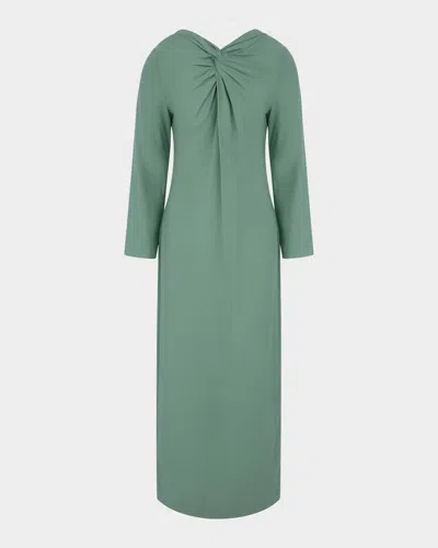 Bernadette Lauren Twisted V-neck Long-sleeve Midi Dress In Green