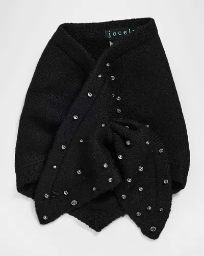 Jocelyn Knit Triangle Pull-through Scarf In Black