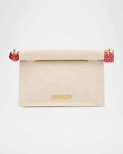 Jacquemus La Petit Rond Carré Linen Clutch Bag