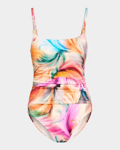 La Blanca Feathered Impressions Lingerie One-piece Swimsuit In Multi