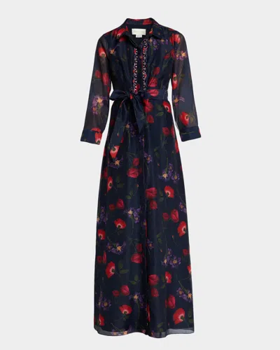 Sachin & Babi Addison Embellished Floral-print Maxi Dress In Blue