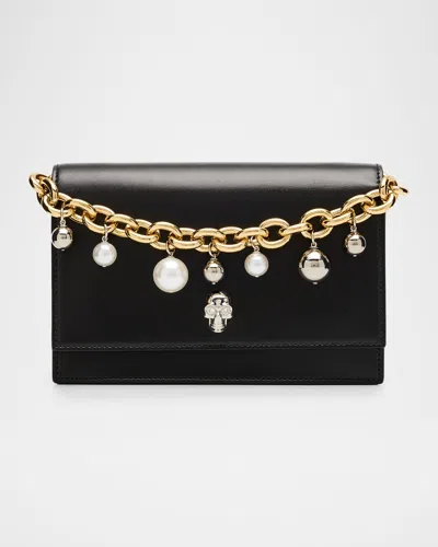 Alexander Mcqueen Small Chain-embellished Skull Shoulder Bag In Black