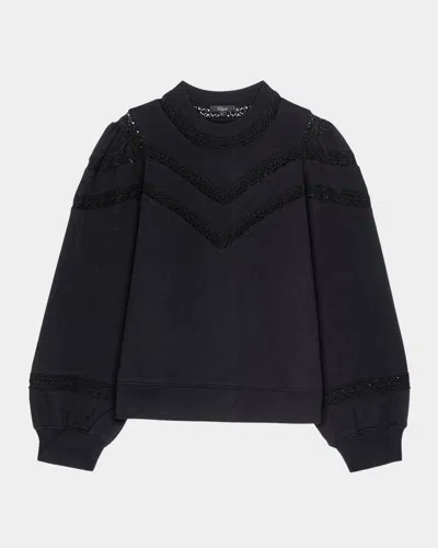 Rails Isles Embroidered Crewneck Sweatshirt In Black