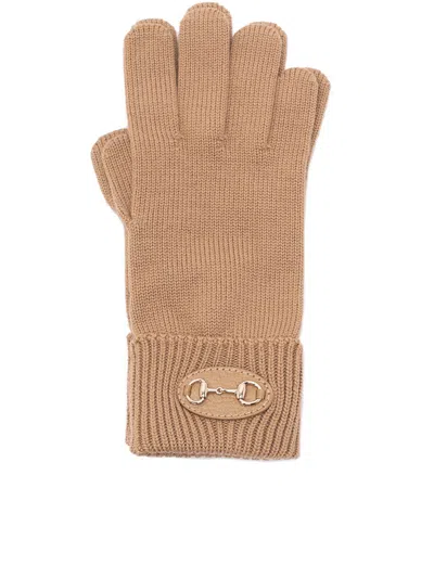 Gucci Nude Wool Glove In Neutral