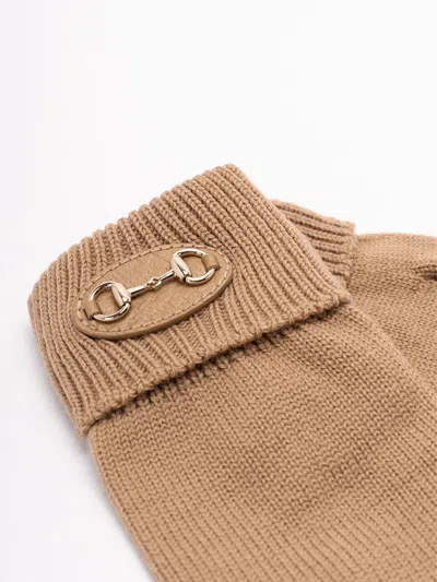 Gucci Nude Wool Glove In Neutral