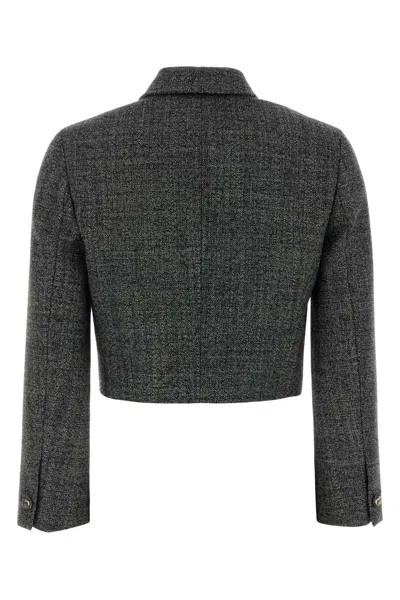 Gucci Wool Blazer Cropped Collar Long Sleeves Pockets In Black