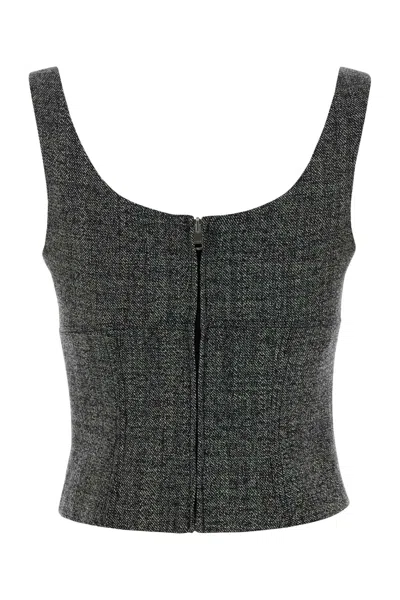 Gucci Wool Knit Tank Top Scoop Neckline In Black
