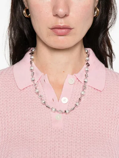 Guest In Residence Long Sleeve Shrunken Polo Shirt In Pink